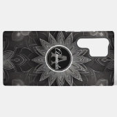 Coque Samsung Galaxy Mandala floral noir et blanc complexe (Verso Horizontal)