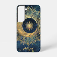 Mandala personnalisé bleu céleste soleil lune en o