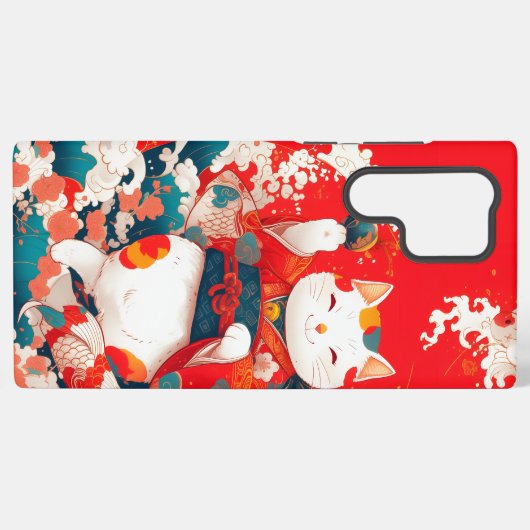 Coque Samsung Galaxy Maneki-Neko, Chat japonais chanceux (Verso Horizontal)