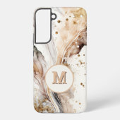 Coque Samsung Galaxy Marbre Brun Or Monogram Luxe Design Abstrait (Verso)
