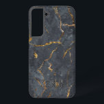 Coque Samsung Galaxy Marbre de luxe noir et or texture<br><div class="desc">Impression d'image en faux marbre noir et or. monogramme facultatif.</div>