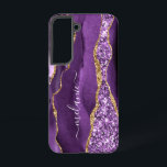 Coque Samsung Galaxy Marbre de Parties scintillant d'or violet Nom pers<br><div class="desc">Samsung Galaxy Coques ou coques iphone avec Agate Violet violet Parties scintillant or Géode Nom personnalisé Marbre étincelant Anniversaire - Anniversaire ou Mariage Cadeau / Fournisseur - Ajouter votre nom - Texte ou supprimer - Faire votre cadeau spécial - Redimensionner et déplacer ou supprimer et ajouter du texte / des...</div>