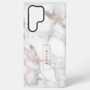 Coque Samsung Galaxy Marbre Faux Blanc et Rose Doré Moderne