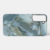Coque Samsung Galaxy Marbre gris bleu avec Veine or (Verso Horizontal)