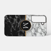 Coque Samsung Galaxy Marbre noir blanc Votre lettre Samsung Galaxy Coqu (Verso Horizontal)