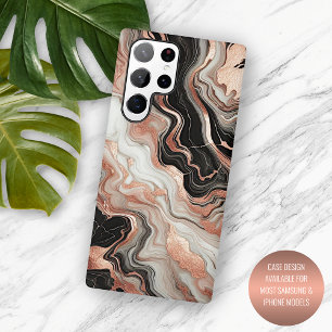 Coque Samsung Galaxy Marbre noir gris rose or blanc motif d'art