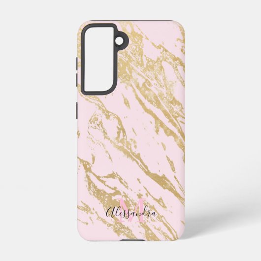 Coque Samsung Galaxy Marbre or esthétique rose pâle (Verso)