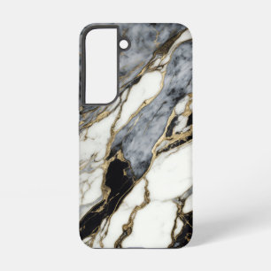 Coque Samsung Galaxy Marbre Tourbillon Noir Gris Or Motif Abstrait
