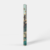 Coque Samsung Galaxy Marbre vert chic monogramme paillettes dorées (Côté droit)