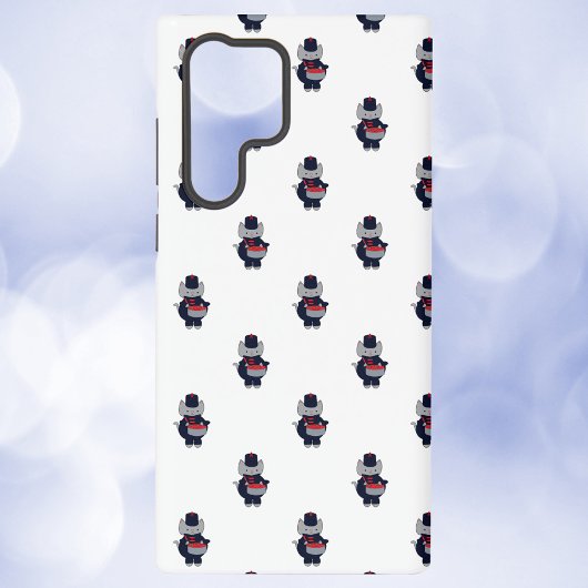Coque Samsung Galaxy Marching Band Drummer Cat Navy Blue and Red