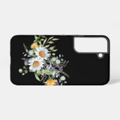 Coque Samsung Galaxy Marguerites et Eucalyptus sur Noir (Verso Horizontal)