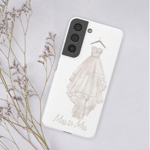 Coque Samsung Galaxy Mariage floral rose Boho moderne Mlle à Mme.