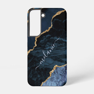 Coque Samsung Galaxy Marine Blue Gold Parties scintillant marbre person