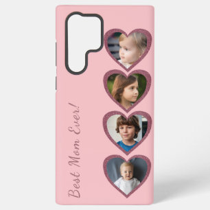 Coque Samsung Galaxy Meilleure maman Coeurs roses Enfants Quatre Photo 