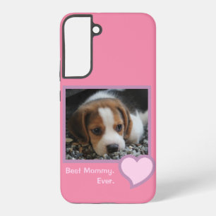 Coque Samsung Galaxy Meilleure maman de chien rose texte photo Beagle