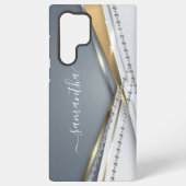 Coque Samsung Galaxy Métal 3-D look Calligraphie Or Monogramme Diamant (Verso)