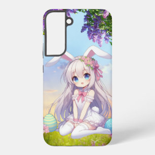 Coque Samsung Galaxy mignon, lapin anime printemps/Pâques
