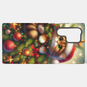 Coque Samsung Galaxy Mignonne, malicieuse chatte dans le sapin de Noël (Verso Horizontal)