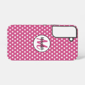 Coque Samsung Galaxy Mini Pois blancs sur Cranberry Pink (Verso Horizontal)