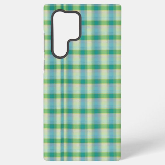 Coque Samsung Galaxy Mint Green and Blue Plaid Phone Case (Verso)