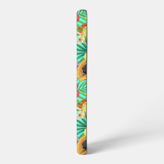 Coque Samsung Galaxy Mix-fruit tropical, fleurs et feuilles en bleu (Côté gauche)