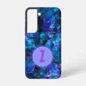 Coque Samsung Galaxy Modèle Abstrait Bleu Élégant Monogramme Violet (Verso)