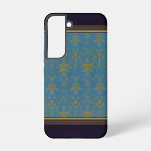 Coque Samsung Galaxy Modèle Floral Bleu Et Or
