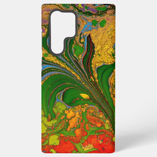 Coque Samsung Galaxy Modèle floral Ebru Marbling (Verso)