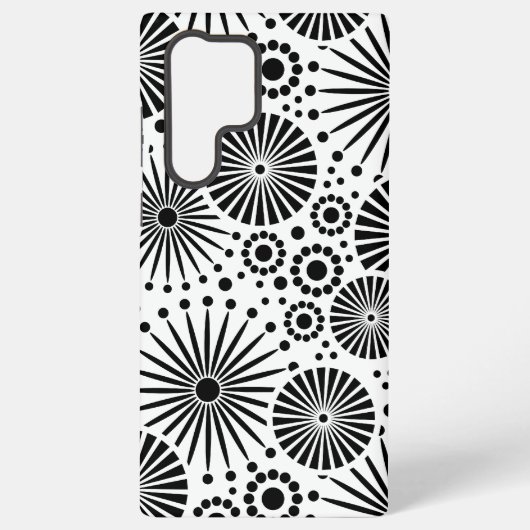 Coque Samsung Galaxy Modern Black White Geometric Flowers Starburst  (Verso)