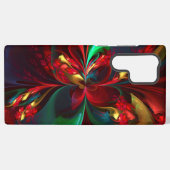 Coque Samsung Galaxy Modern Floral Abstract Art Red Green Pattern #11 (Verso Horizontal)
