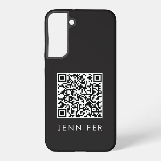 Coque Samsung Galaxy Modern Minimalist Black Executive QR Code Monogram (Verso)