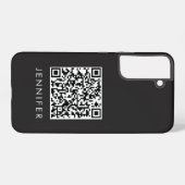 Coque Samsung Galaxy Modern Minimalist Black Executive QR Code Monogram (Verso Horizontal)