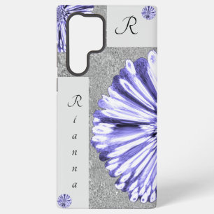 Coque Samsung Galaxy Moderne Élégant Marbré Diamant Fleur violet