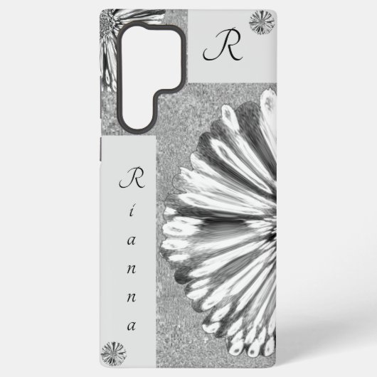 Coque Samsung Galaxy Moderne Elégant Marbré Diamant Flower Argent (Verso)