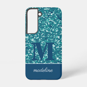 Coque Samsung Galaxy Moderne Personnalisé Pailleté Bleu