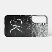 Coque Samsung Galaxy Monogramme à étincelle noire à Parties scintillant (Verso Horizontal)