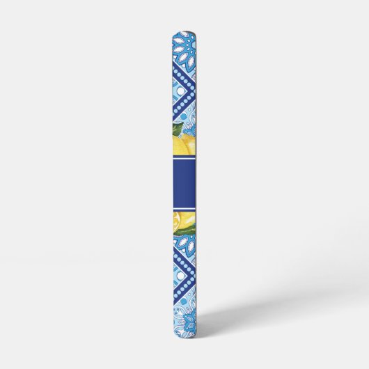 Coque Samsung Galaxy Monogramme arrière en carreaux bleu citron (Côté gauche)