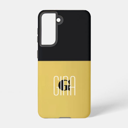 Coque Samsung Galaxy Monogramme Black Gold & Girly Plutôt Initiale (Verso)