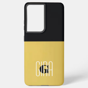 Coque Samsung Galaxy Monogramme Black Gold & Girly Plutôt Initiale