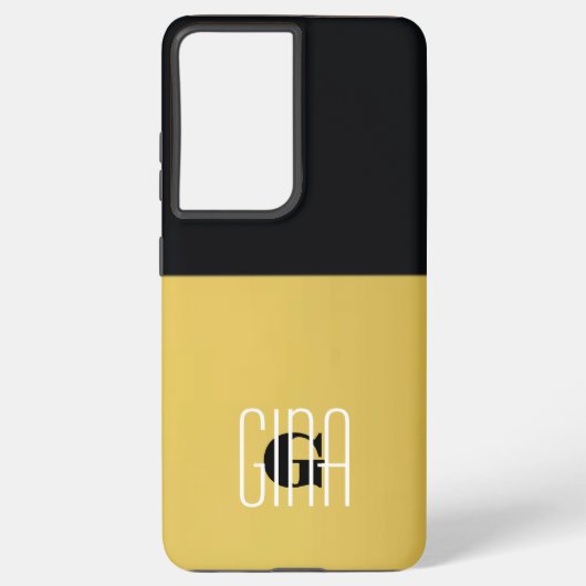 Coque Samsung Galaxy Monogramme Black Gold & Girly Plutôt Initiale (Verso)