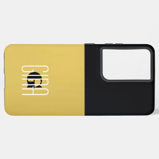 Coque Samsung Galaxy Monogramme Black Gold & Girly Plutôt Initiale (Côté gauche)