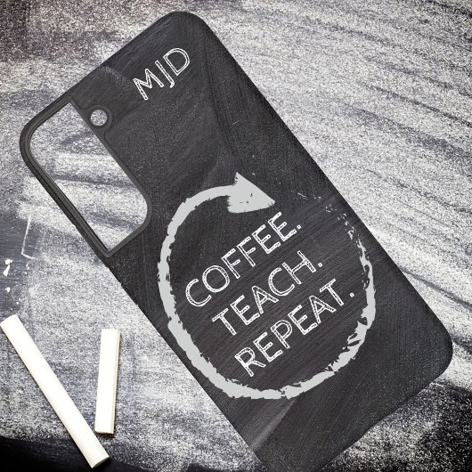 Coque Samsung Galaxy Monogramme Café Tableau Noir Enseigner Répéter
