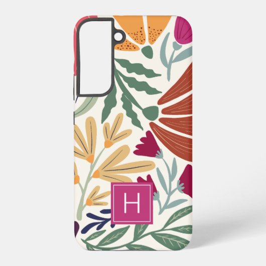 Coque Samsung Galaxy Monogramme Coloré Retro Floral Boho (Verso)
