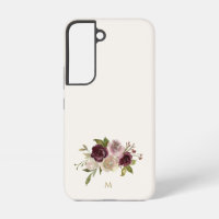 Monogramme d'aquarelle florale rose-bourgogne mode