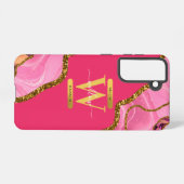 Coque Samsung Galaxy Monogramme de géode rose et or (Verso Horizontal)