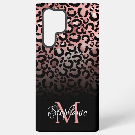 Coque Samsung Galaxy Monogramme de léopard ombre Rose noir fille (Verso)