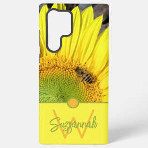 Coque Samsung Galaxy Monogramme de lettre initiale d'abeille sur tourne