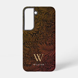 Coque Samsung Galaxy Monogramme de motif botanique boho terracotta élég