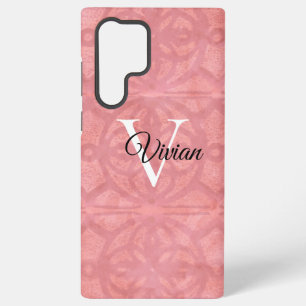 Coque Samsung Galaxy Monogramme de nom aquarelle rose roussâtre
