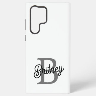 Coque Samsung Galaxy Monogramme de nom élégant moderne Script gris noi